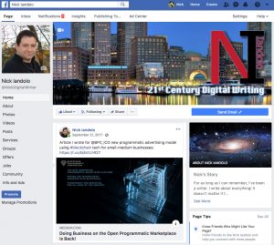 Nick Iandolo Facebook business page at: https://www.facebook.com/NickDigitalWriter